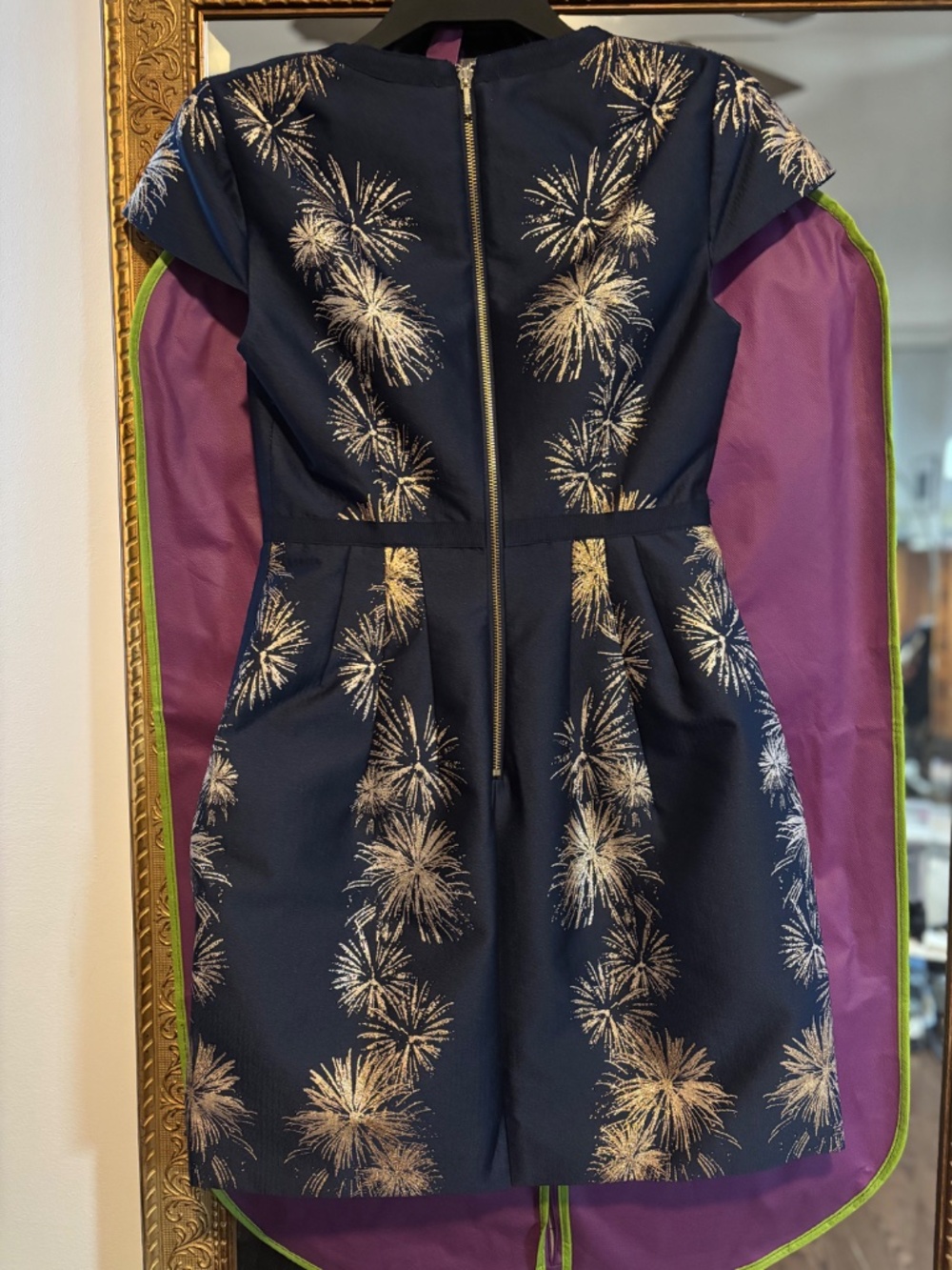 Ted baker navy blue and gold dress - Picture 2 of 4